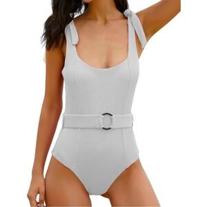 TSMEZA Women's One Piece Swimsuits Belt Tummy Control Bathing Suit Sz (16)